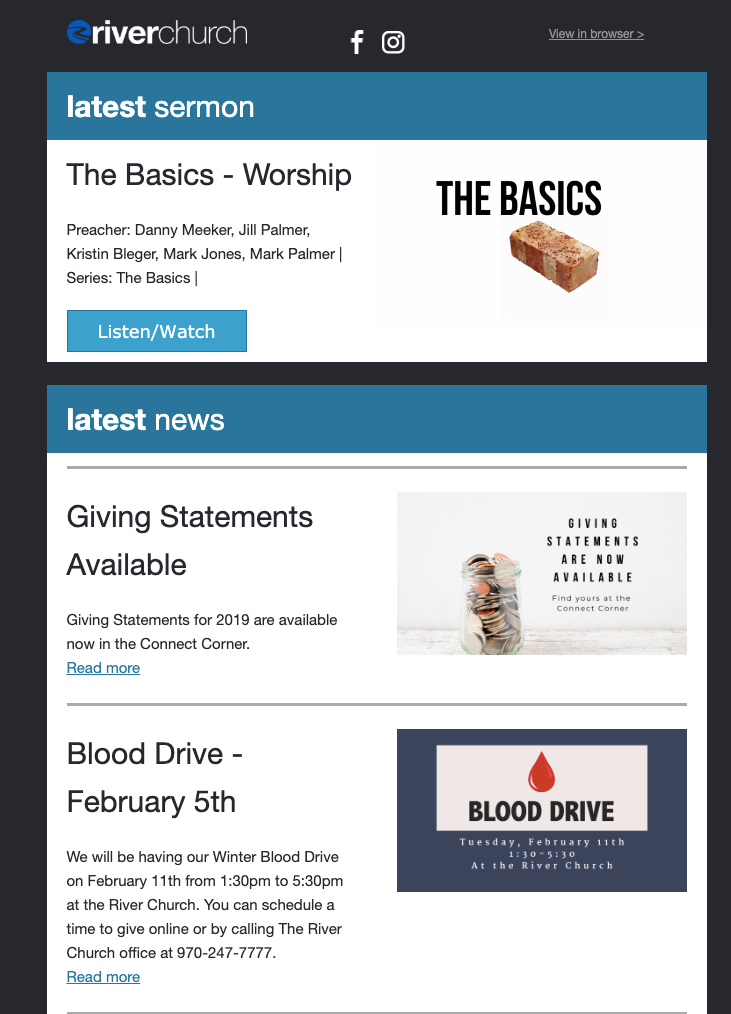 newsletter apps - churches