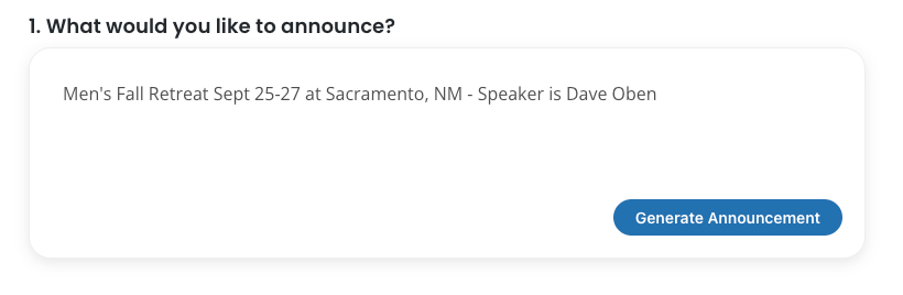 Church Announcement Generator Church Announcement Generator